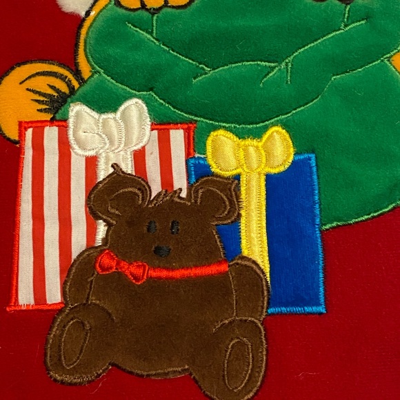 Vintage 1978 Garfield Cat Pookie Bear Stuff It Christmas Holiday Red 15”Stocking - Picture 4 of 10